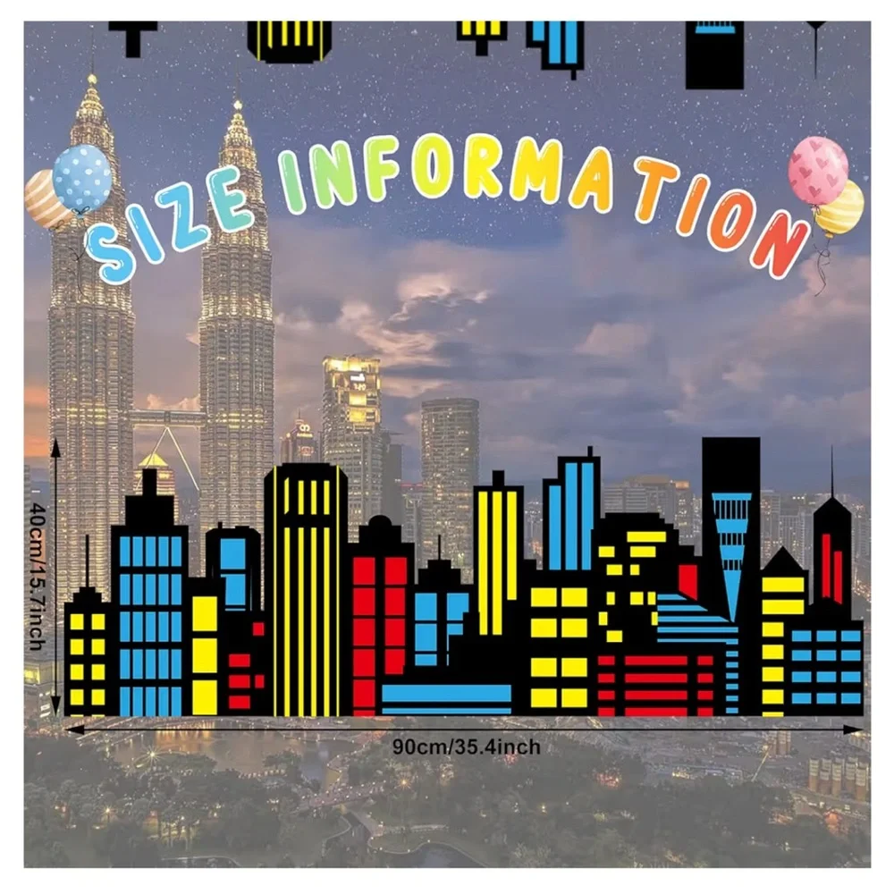 City Skyline # 2 Backdrop Hero Party,5 x 7,Decoration City